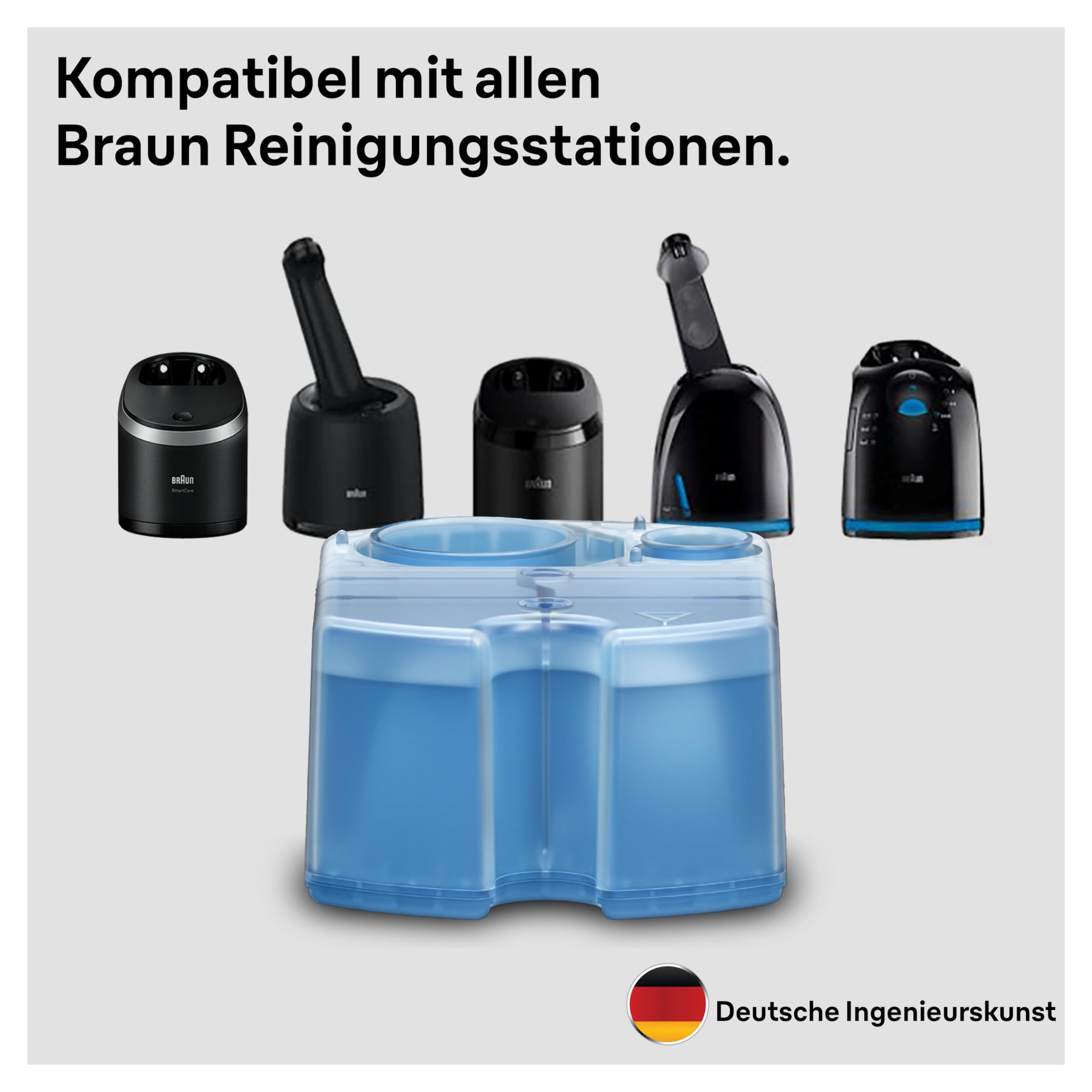 Braun 3-in-1 ShaverCare Reinigungskartuschen für Reinigungsstationen – ORIGINAL Kartuschen – Reinigt Rasierer 10x besser als Wasser, Scherkopfreiniger, Entfernt Haare und Hautpartikel – 6er Pack 6