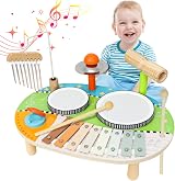 XIAPIA Kids Drum Kit Toy Percussion Set Wind Chimes Xylophone Toddler Gift