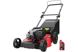 PowerSmart Gas Lawn Mower 21-Inch with 140cc B&S E550 Engine, 3-in-1 with Bagging, High Wheels, Lightweight, Easy Assembly, Cordless Push Lawn Mowers for Garden Yard