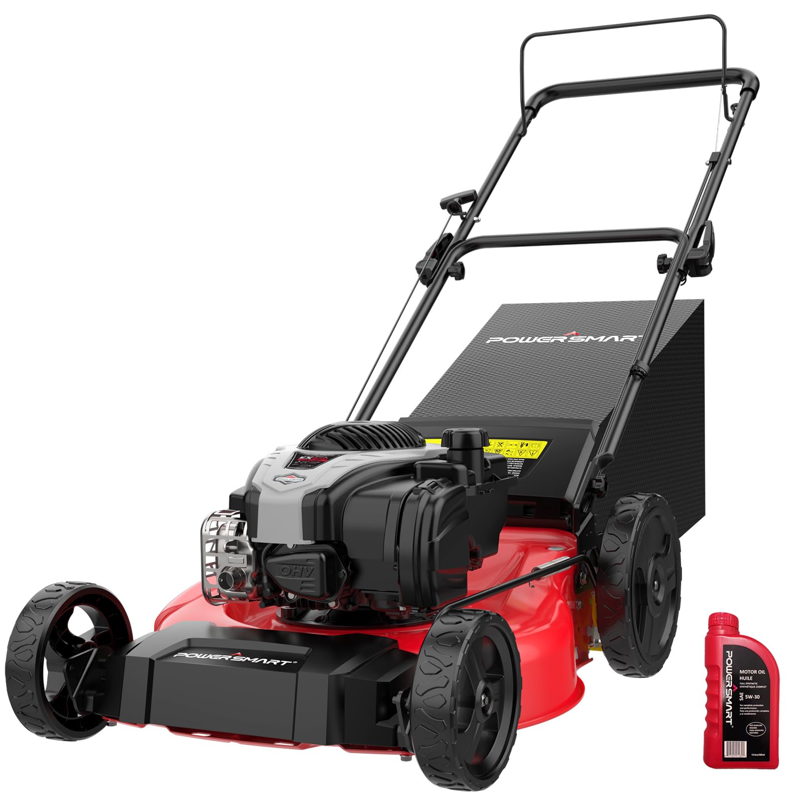 Photo 1 of PowerSmart 21" Gas Lawn Mower with 140cc B&S E550 Engine, 3-in-1 with Bagging, High Wheels, Lightweight and Easy Assembly, Cordless Push Lawn Mowers for Garden Yard