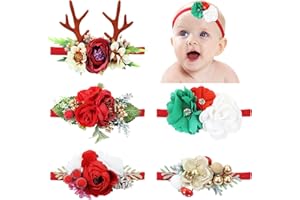 Cinaci 5 Pack Delicate Floral Flower Nylon Headbands Hair Bands Christmas Hair Accessories for Baby Girls Newborns Infants Toddlers Kids (5 Pack S6)