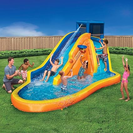 banzai slide n soak splash park inflatable water slide lagoon pool backyard aqua fun