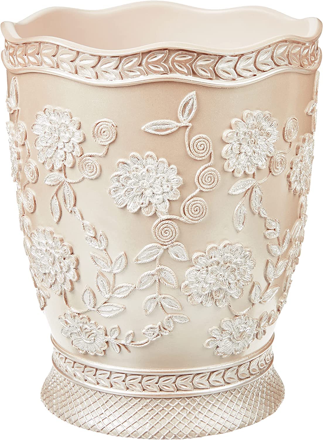 Photo 1 of Zahari Home Decorative Trash Can for Bathroom, Office & Bedroom - 2.1 Gallons Stylish & Small Trash Can for Dorms, Desktop & Restroom - Chic Waste Basket for Compact Spaces, Rose Vine