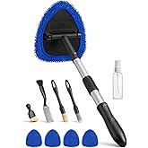 AstroAI 10pcs Windshield Cleaner Tool, Car Interior Detailing Kit with AC Vent Brush, 3 Cleaning Brushes, 4 Microfiber Pads and Spray Bottle, All-Inclusive Cleaning Solution, Car Accessories, Blue