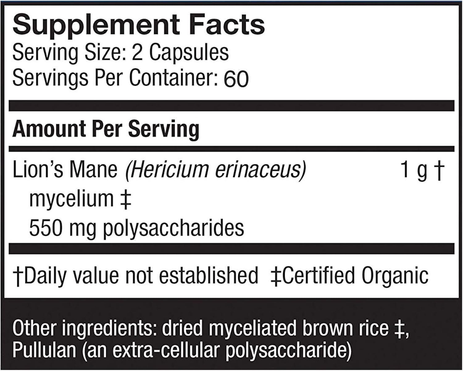 Host Defense, Lion's Mane Capsules, Promotes Mental Clarity, Focus and Memory, Daily Mushroom Supplement, Vegan, Organic, 120 Capsules (60 Servings): Health & Personal Care