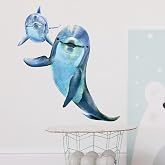 RoyoLam Underwater Dolphins Wall Decal Sea Animal Wall Sticker | Removable waterproof peel and stick wall art for nursery, baby room, classroom, preschool, living room, and playroom