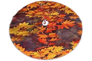 DEAOWANGLUO Autumn Leaves Fall Christmas Tree Skirt, 30" Xmas Tree Skirt for Merry Christmas Party Christmas Tree Decoration