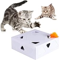 Smart Interactive Cat Toy, Ambush Interactive Electronic Cat Toy with Rotating Feather, Auto-Shut Off Funny Cat Feather Magic