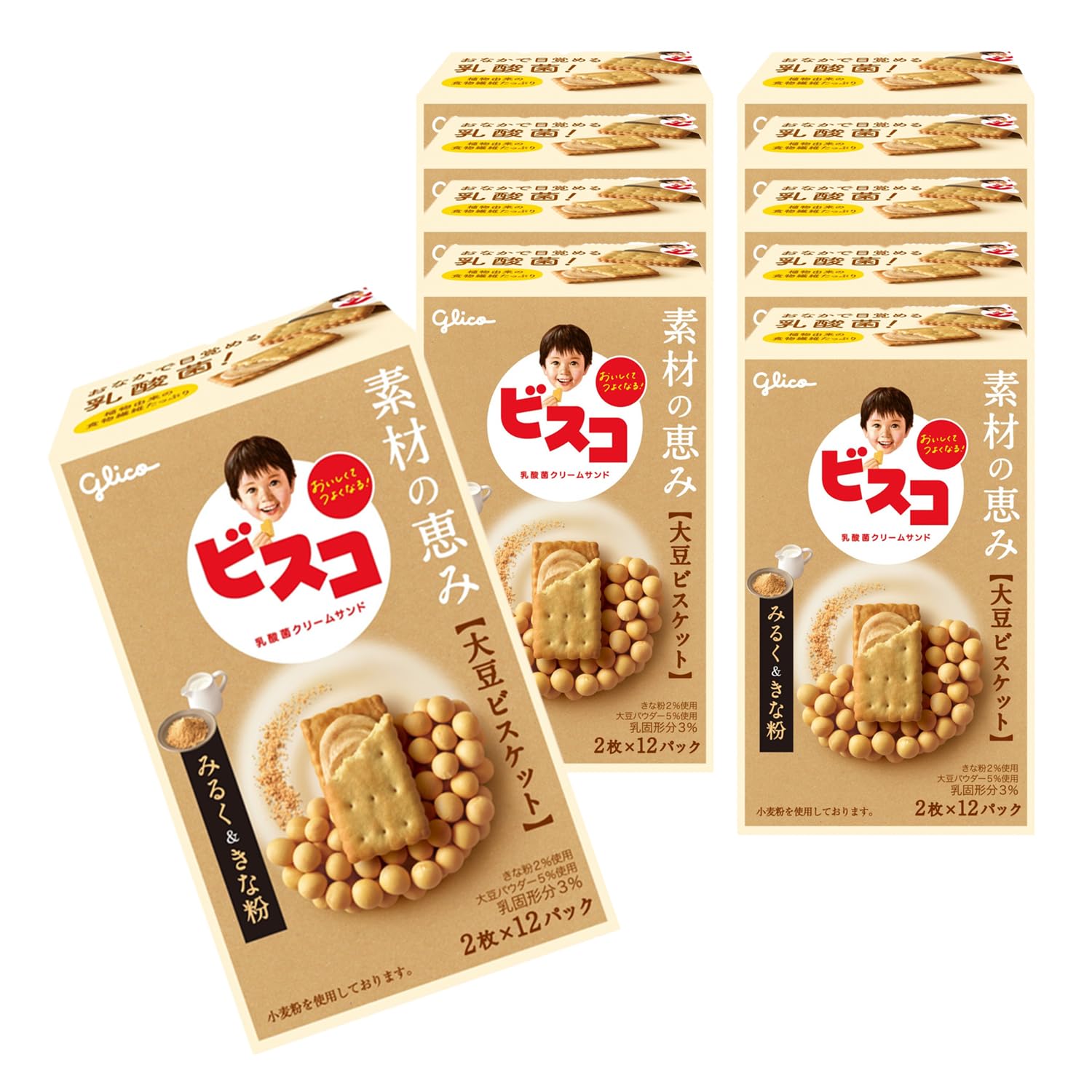 江崎グリコ ビスコ 素材の恵み 大豆 みるく&きな粉の商品画像