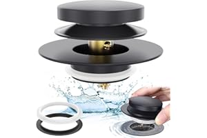 Matte Black Universal Tip Toe Tub Stopper Replacement, Pop Up Bathtub Drain Stoppers, Bathroom Bath Tub Drains Plug, Replaces