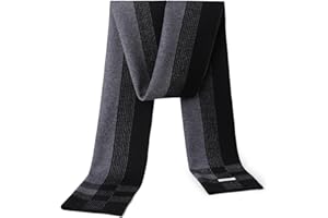 BISON DENIM Merino Wool Scarf for Men-Ultra Soft Warm Winter Scarves, Lightweight Cashmere Neckwear with Gift Box