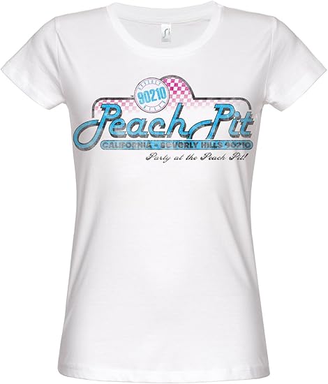 Amazon Beverly Hills T Shirt Peach Pit Distressed 公式 レディーズ Skinny Fit Tシャツ カットソー 通販