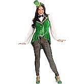 Lavish Leprechaun Women's Costume - Green Velour with Mini Top Hat, Gold Embroidery, St. Patrick's Day Outfit