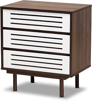 Amazon Com Baxton Studio Nightstands Walnut White Furniture Decor