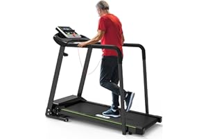 Redliro Walking Treadmill with Long Handrail for Balance, Recovery Fitness Exercise Machine Foldable for Home use with Holder for Phone & Cup,LCD Display, 300 lbs Capacity