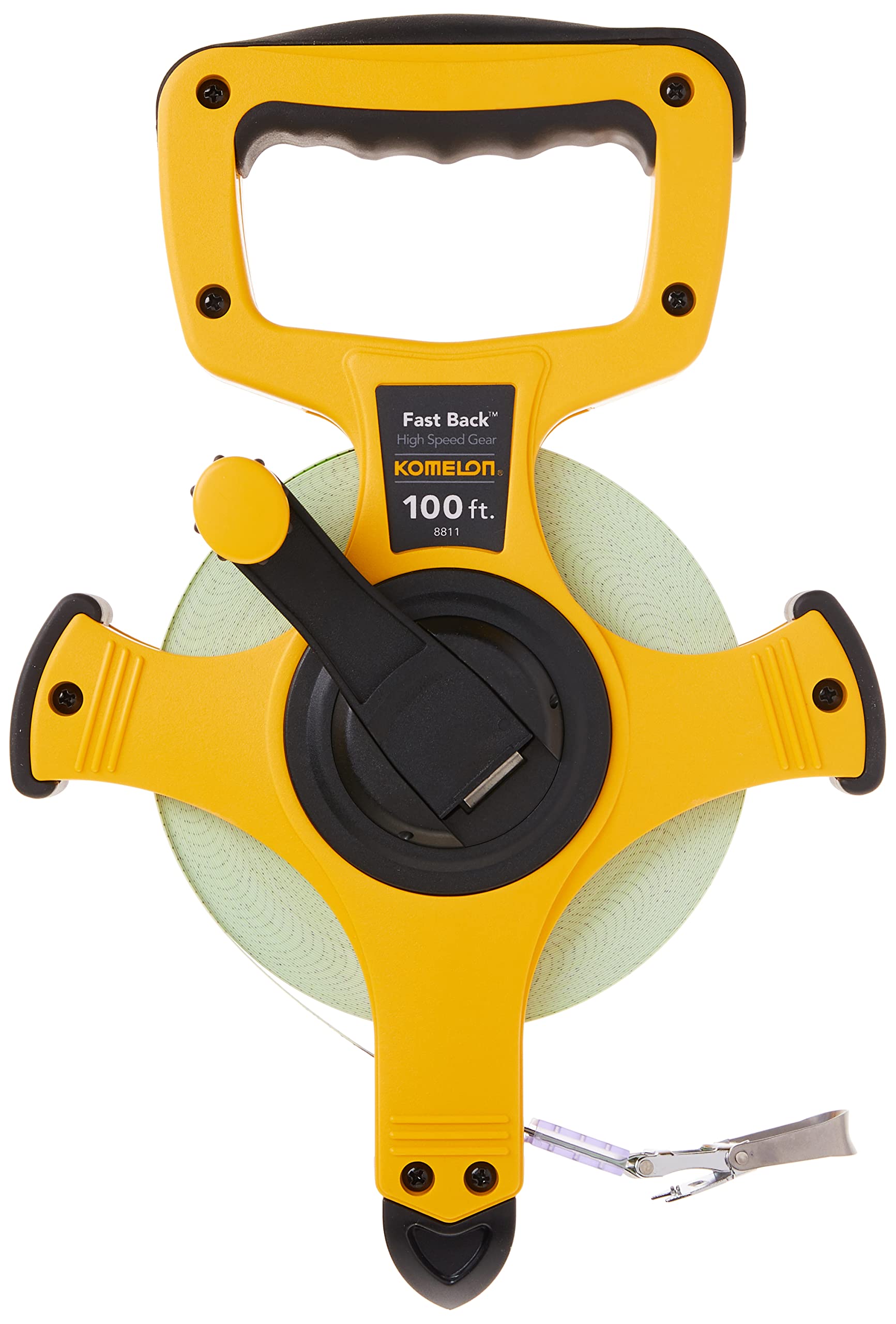 Komelon 8811 Quick Open Back Reel Long Tape Measure with Double Coated Nylon Fiberglass Sheet 100-Feet by 1/2-Inch