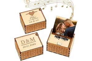 UIDMEN Personalized Wooden Music Box, Custom Song and Photo, Anniversary Keepsake, Gifts for Couple, Newlyweds, Husband, Wife