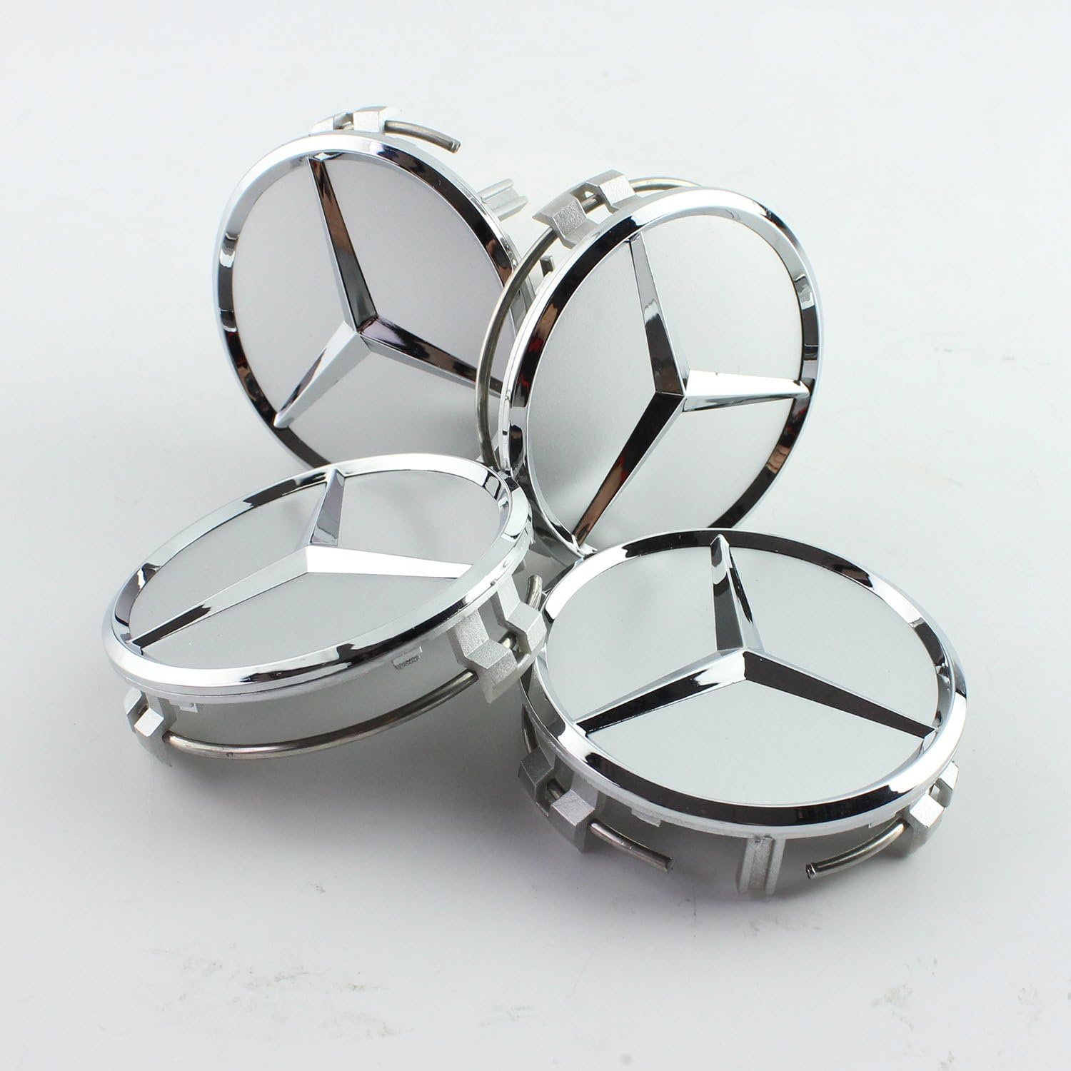 4 piece×75mm ALLOY WHEEL CENTRE Hub CAPS for MERCEDES BENZ (silver)