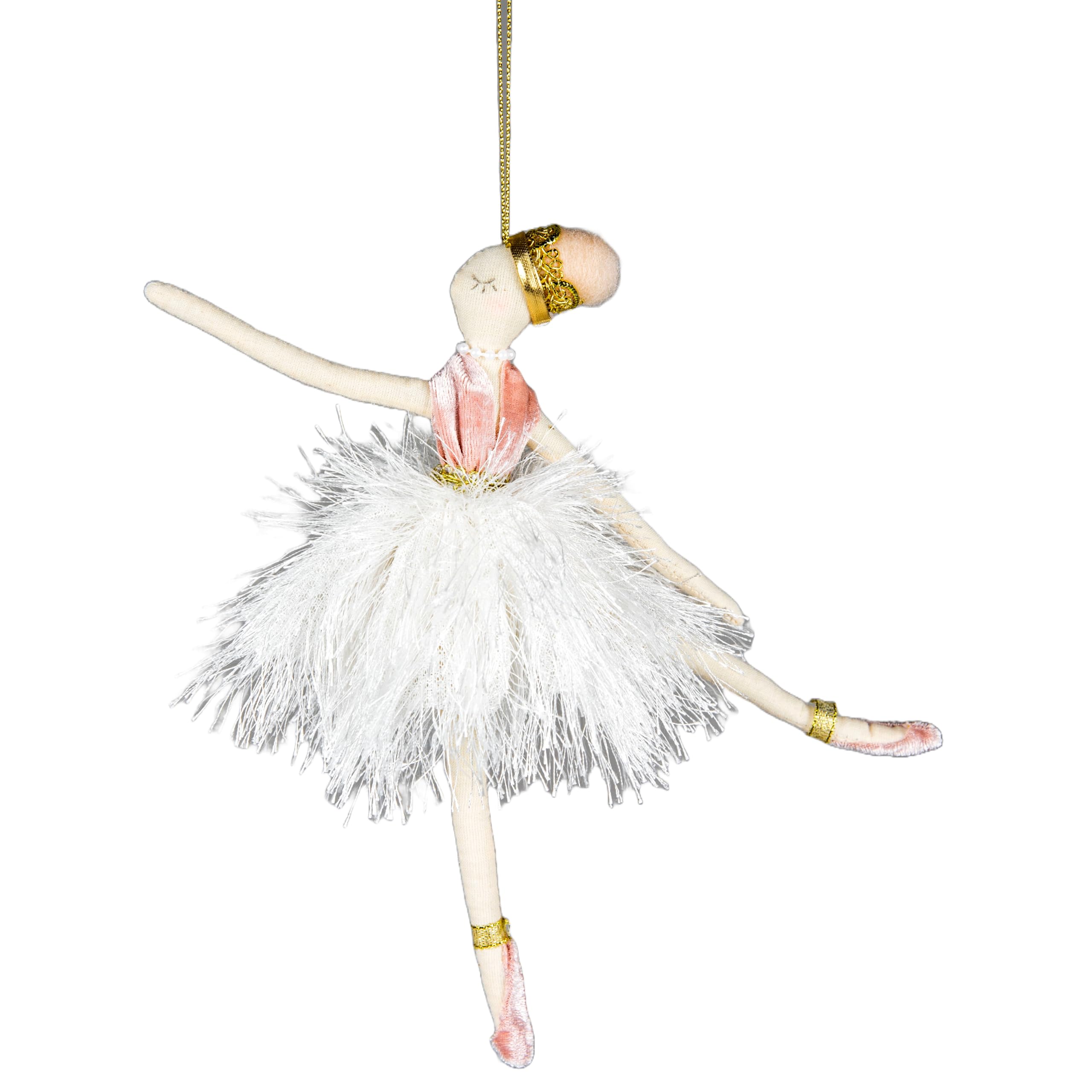 White Ballerina Doll 14x20cm - Christmas Tree Hanging Decorations Festive Decorative Ornaments Fairy Tale Themed Xmas Tree Pendant — image 1