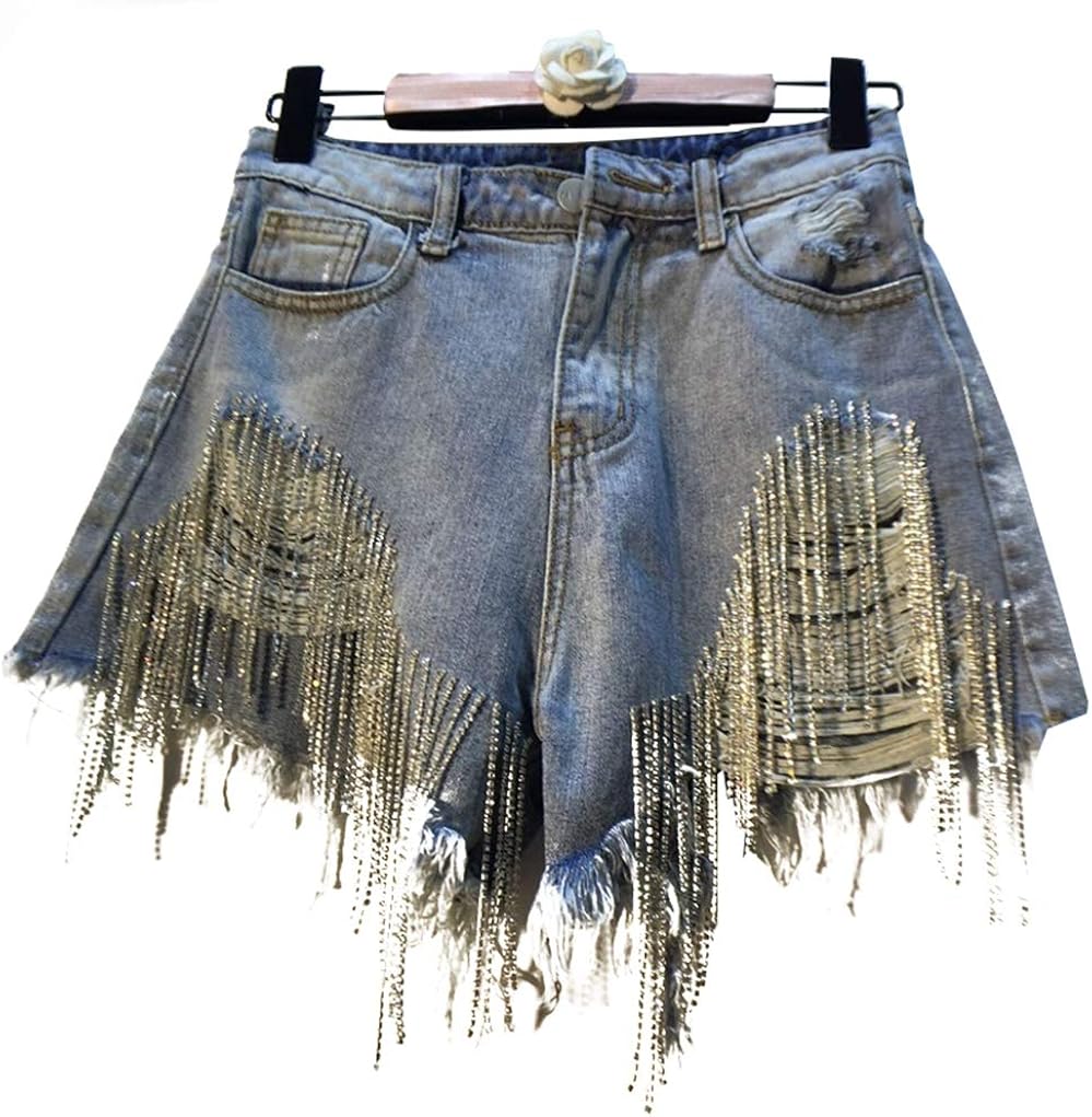 Jean Shorts for Women Tassels High AllMatch Thin Waist Denim Shorts