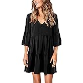 Amoretu Womens Swing Ruffle Tunic Dress