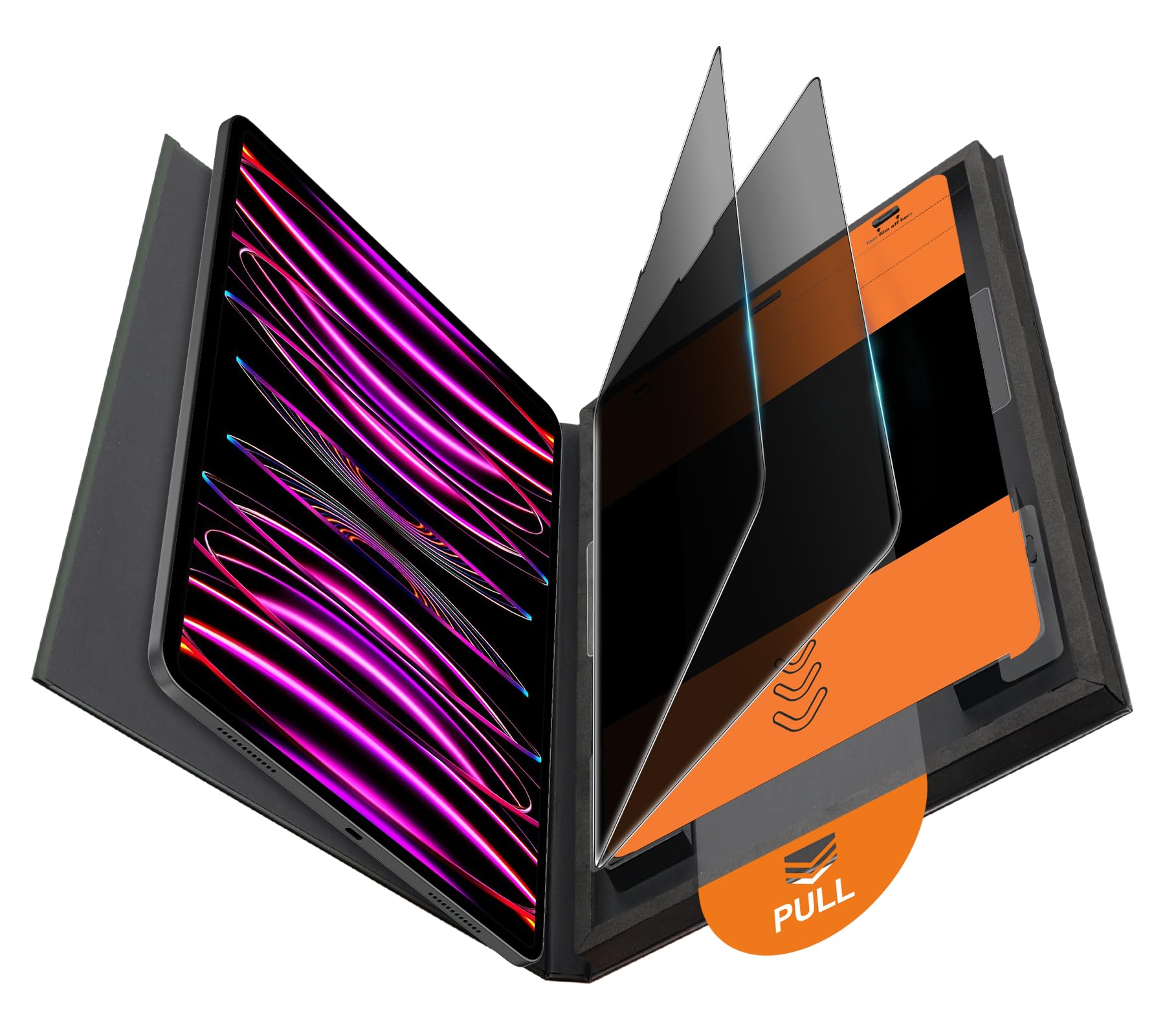 Photo 1 of **USED - MINOR DAMAGE**
OMOTON 2 Pack Privacy Screen Protector for iPad Pro 12.9 inch 6th/5th/4th/3rd Generation?2022/2021/2020/2018, Anti-Spy Tempered Glass with Easy Installation Tray, Case Friendly/Apple Pencil Support