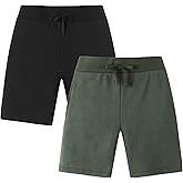 AIUI-HARNSBORN Toddler Boys Pull-on Knit Shorts, Solid Color Soft Sweat Shorts with Drawstring