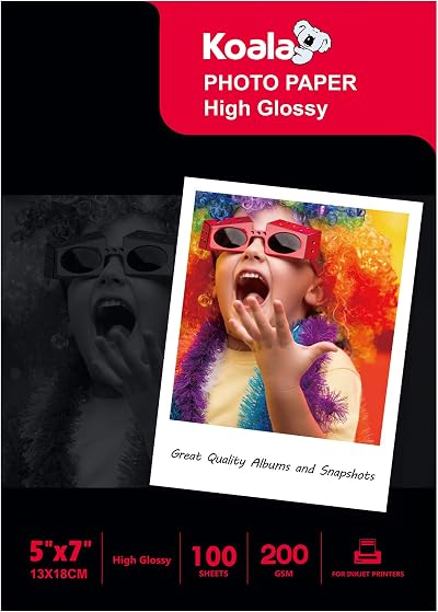Koala Inkjet Photo Paper 7x5 Glossy 100 Sheets 200 GSM for Canon HP Epson