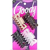 Goody SlideProof Classics Medium Claw Clips - 4 Ct, Assorted Neutrals, Hair Styling Accessories with Secure Grip, Chic Hair Accessories for Women &amp; Men, For All Occasions, All Hair Types