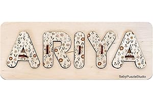 Gifts for Kids Wooden Toys Personalized Name Puzzle Montessori Learning Game for Toddlers Newborn Nursery Decor for Boys and 