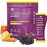 Secret Forest ImmuniGlow, 30 Packets – Vitamin C, Black Elderberry, Colostrum, Turmeric, Zinc & Probiotics – Antioxidant & Recovery Formula, Daily Immunity, Late-Night Wellness & Gut Support Drink Mix