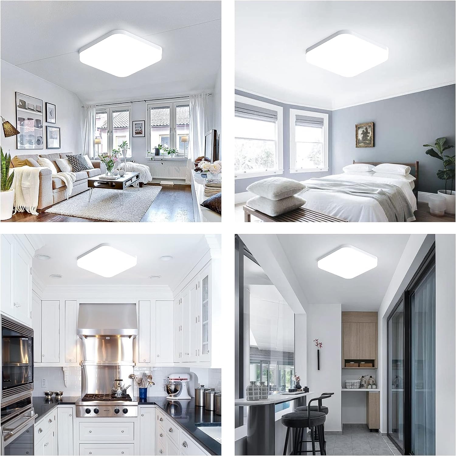 EASY EAGLE LED Deckenleuchte Quadrat: 6500K Deckenlampe LED - IP44 Decke Lampe Panel für Küche Badezimmer Wohnzimmer Keller Flur 23CM 36W （ Pack of 2 7