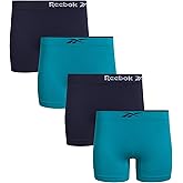Reebok Women's Boy Short Panties - 4 Pack Stretch Performance Seamless Underwear for Women, Tagless for Comfort (Sizes: S-XL)