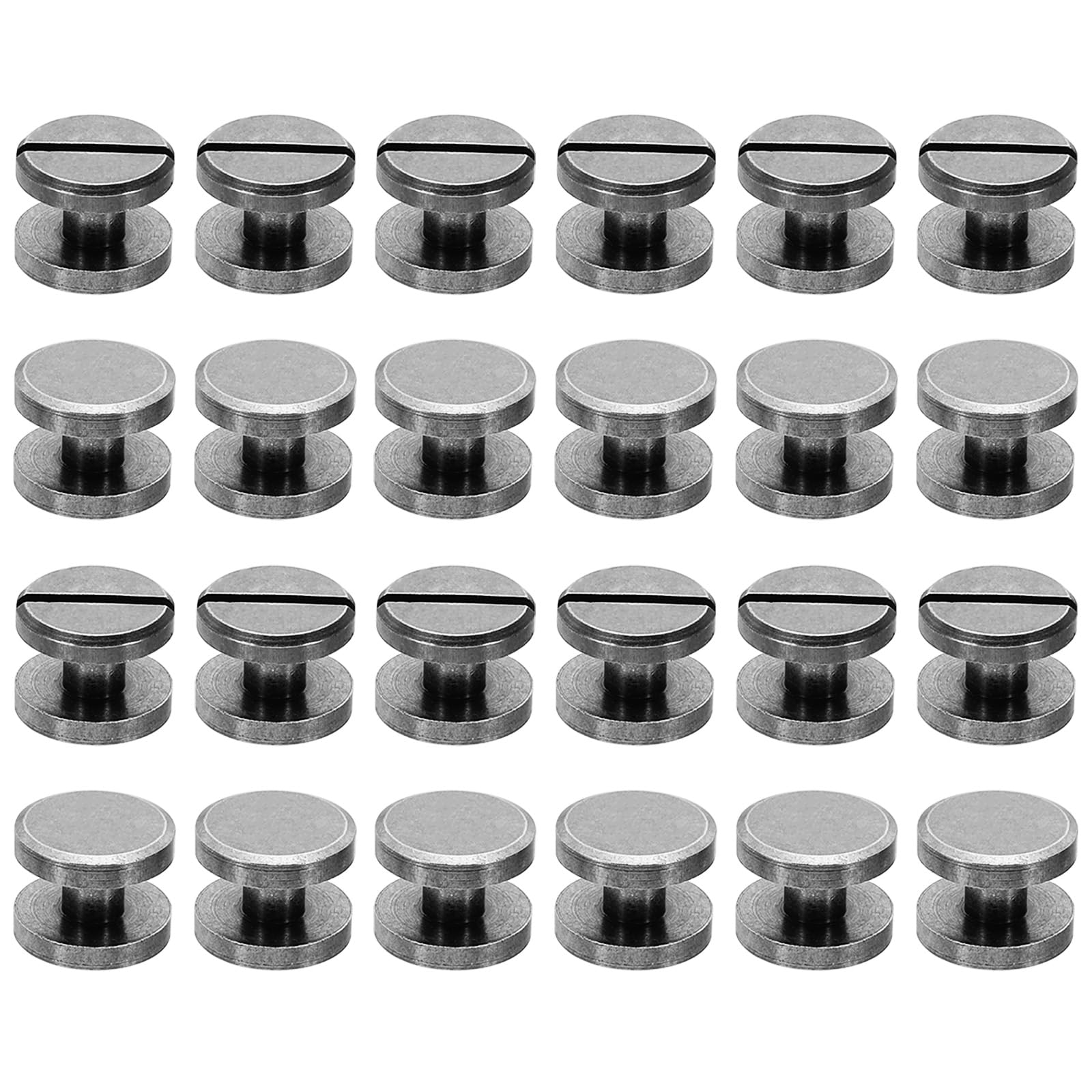 PATIKIL M4x4mm Chicago Screws, 25 Sets Brass Chicago Screw Slotted Binding Post Screw Rivets for Leather Belt Scrapbook Photo Albums, Matte Black