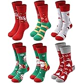 Moonlight Manor 6 Pairs Christmas Socks for Women,Xmas Crew Socks Holiday Gift Novelty Socks US Size 6-13