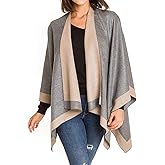 MIMOSITO Women's Shawl Wrap Poncho Ruana Cape Cardigan Sweater Open Front for Fall Winter