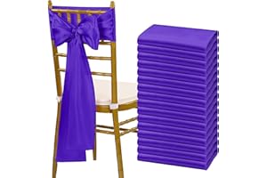 fani 60 PCS Purple Satin Chair Sashes Bows Universal Chair Cover for Wedding Reception Restaurant Event Decoration Banquet,Party,Hotel Event Decorations (7 x 108 inch)