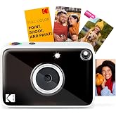 Kodak Printomatic+ Instant Print Digital Camera (Black) 10MP Portable Camera with Interactive RGB LED Status Indicator, Prints Full-Color Photos on Zink 2x3&rdquo; Sticky-Backed Photo Paper - Easy &amp; Fun