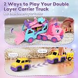 Lehoo Castle 5-in-1 Unicorn Carrier Truck Toy for Toddlers 2 Year Old Girls view 4