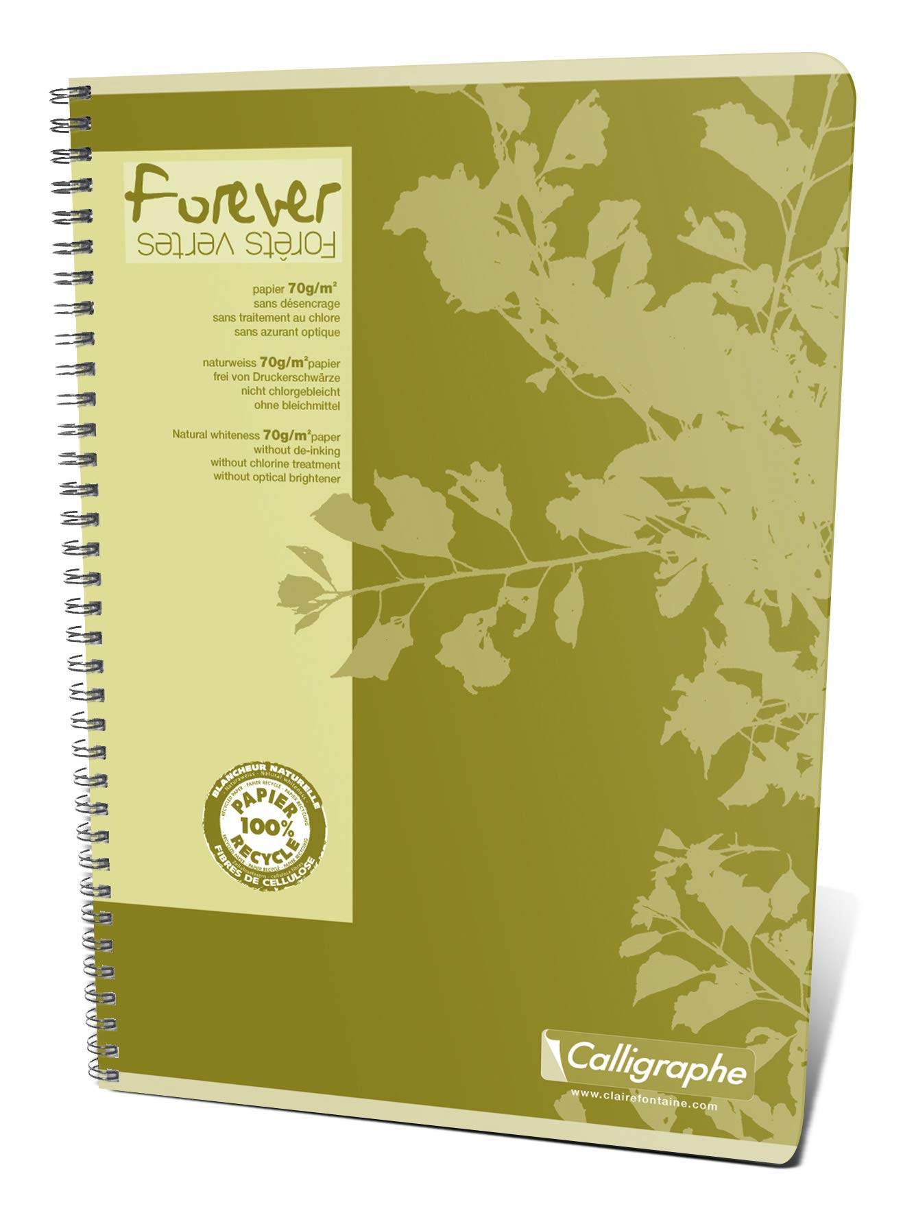 Calligraphe 17417C A Set of 5 Forever Red Spiral Notebooks - A4 21 x 29.7 cm - 180 Small Squares Pages - 100% Recycled Paper 70 g - Recycled Card Cover