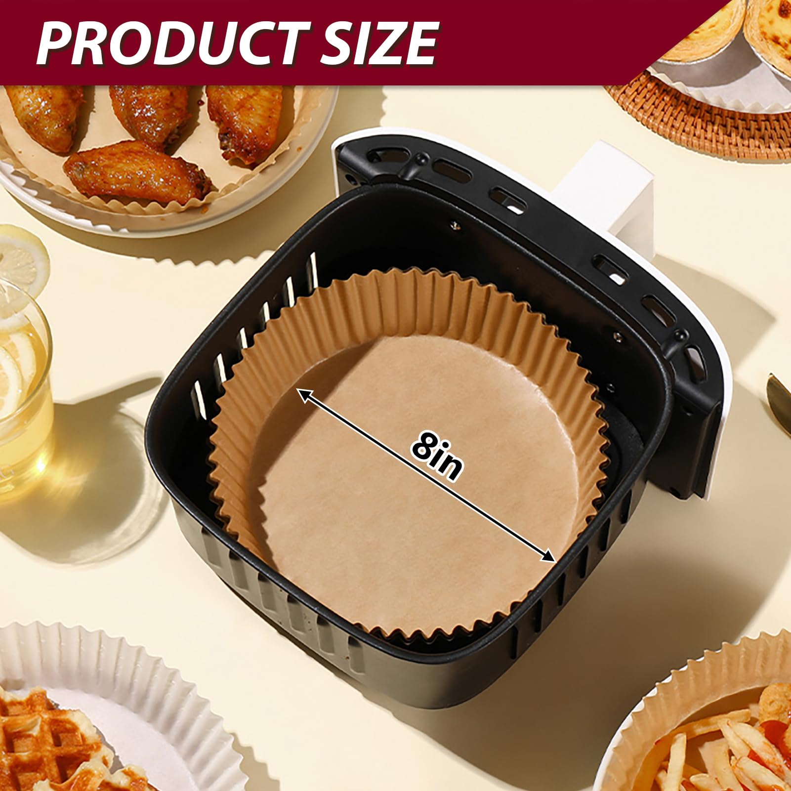 225PCS Air Fryer Liners for Ninja AF101/ AF150AMZ / AF161 Max XL Air Fryer, 8 Inch Round Air Fryer Parchment Paper Liners for 4-8QT Basket, Non-stick Oil Resistant Airfryer Liners