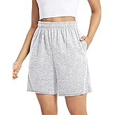 Auriviz Womens Sweat Shorts Comfy Cotton Casual Drawstring Shorts Workout Lounge High Waisted Summer Shorts with Pockets
