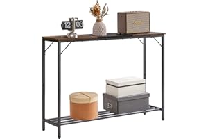 YMYNY Narrow Console Table, 42.1"L Industrial entryway Table, 2 Tiers Sofa Side Table with Storage Shelf, for Entryway, Hallway, Living Room, Foyer, Corridor, Office, Rustic Brown and Black, UHST006HB