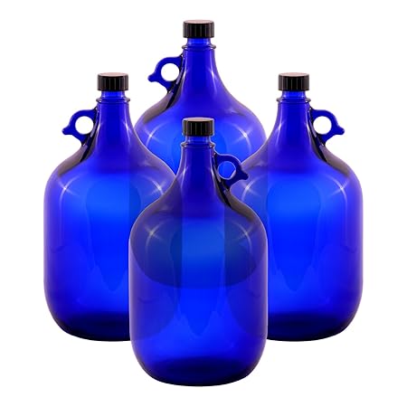 Unbekannt 4 x 5 Liter Glasballonflasche in blau Gallone