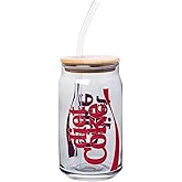 Silver Buffalo Coca-Cola Diet Coke Glitter Glass Jar Tumbler with Bamboo Lid and Plastic Straw, 16 Ounces
