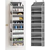 SpaceAid 1 Pack Over The Door Organizer with 5 Large Pockets and 10 Mesh Side Pockets, 5 Layers Door Organizer Hanging with Clear Window for Bedroom, Bathroom, Pantry and Nursery, Gray