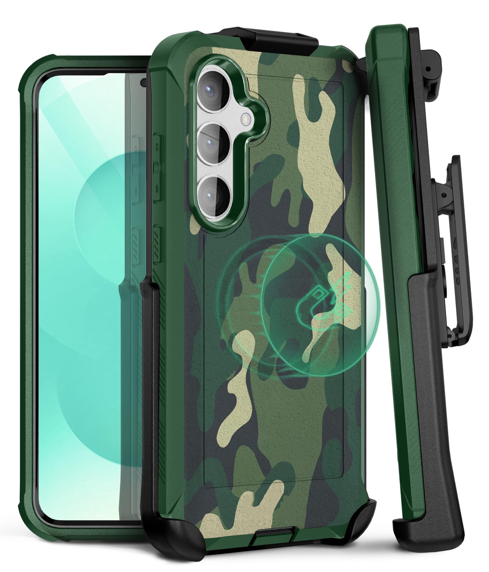 MOTIVE Compatible with Samsung Galaxy s25 Plus Heavy Duty case, [15FT Military Grade Drop Protection] with Screen Protector, Protective s25 Plus Rugged case 6.7" [Fits s24 Plus] Green