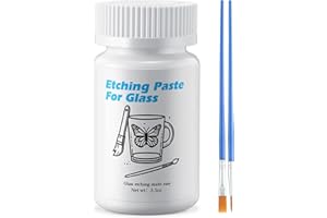 ElectricWise 3.5 OZ Glass Etch Starter Cream Kit for Intricate Designs,Etching Art Cream Etching Paste DIY Art Craft Supplies Create Permanently Stunning Etched Designs for Mirrors Windows Glass