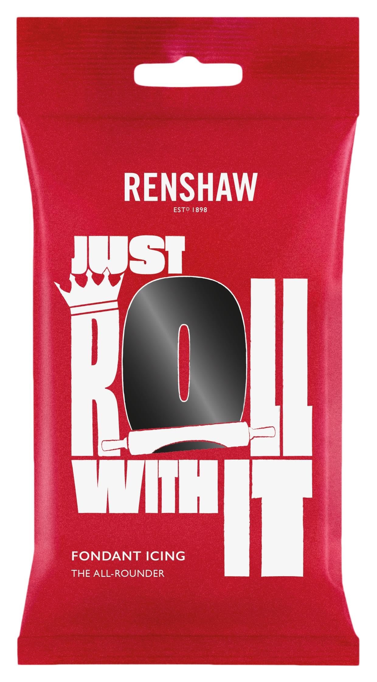 Renshaw Jet Black Just Roll With It Fondant Icing, 250 g (Pack of 1) - Ready to Roll Icing for Cakes