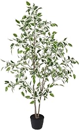 YOLEO 5FT Ficus Tree with White Planter Indoor Silk Realistic Faux Plant view 6